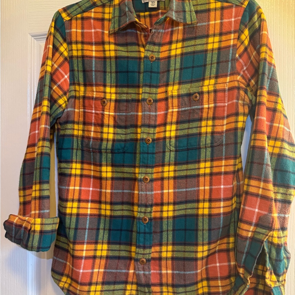 J. Crew XS Slim Flit Plaid Mid-Weight Flannel Button Down Shirt